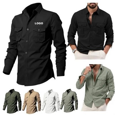Men's Long Sleeve Cargo Work Shirts