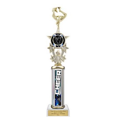 18" Action Matrix Blue Cheer 1 Column Trophy