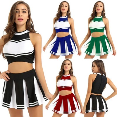 Women's Cheerleader Cosplay Costume w/Stand Collar