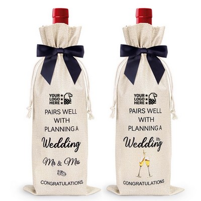 Engagement Wedding Champagne Gift Linen Wine Bags