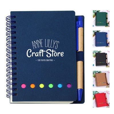 Pocket Spiral Notebook with Sticky Note and Pen