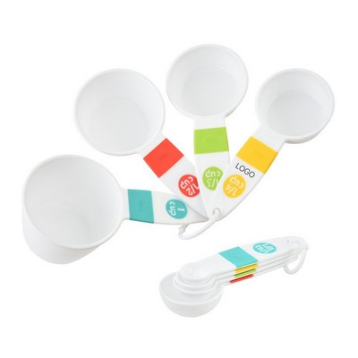 8-Piece Colorful Measuring Cups and Spoons Set Professional BPA-Free Baking Kit with Engraved Scales