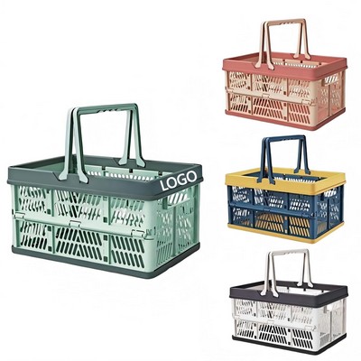 Foldable plastic shopping basket