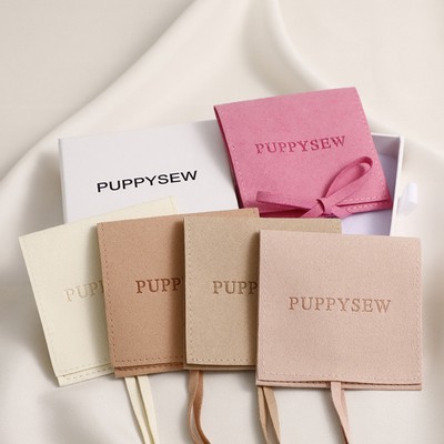 Microfiber Jewelry Pouch 8x8cm Packaging Bag for Small Gifts With Strings