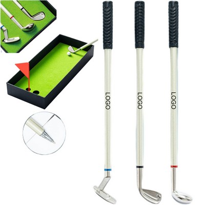 Mini Desktop Golf Club Pen Set With Putting Green