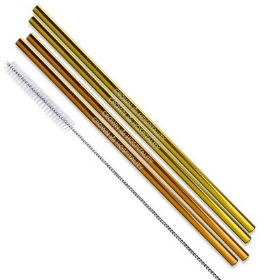 Straight Stainless Steel Straws: Set Of 4" Copper: Set of 4" Gold and/or Copper