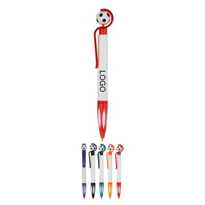 Cartoon Football Design Plastic Retractable Ballpoint Pen Office Promotional Pen