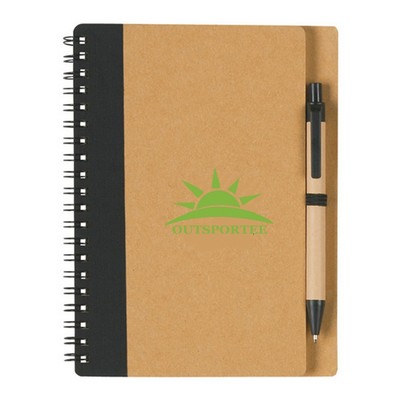 Custom Kraft Thick Paper Spiral Notebook with Pen, 120 Pages