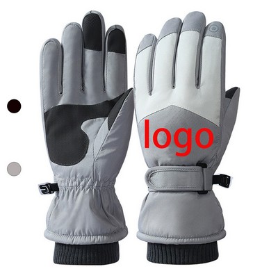 Waterproof Winter Warm Ski Snow Gloves With Adjustable Wrist Strap And Touchscreen