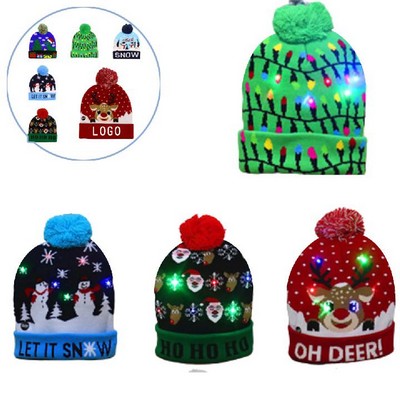 Lights Christmas Hat LED Beanie Knit Cap
