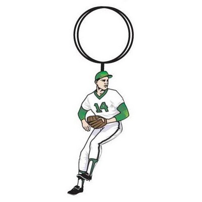 Baseball Player Key Chain w/Clear Mirrored Back (2 Square Inch)