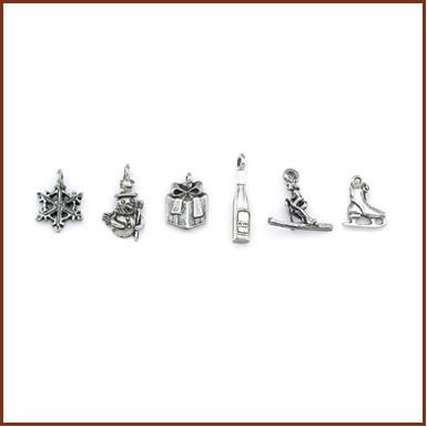 Set of 4 Winter Stock Wine Charms On Card