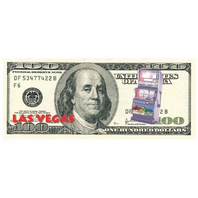 Vegas Slot Machine on $100 Bill Maxi Magnet (6 Square Inch)