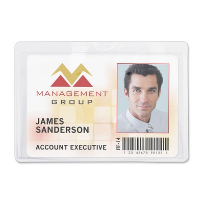 Horizontal Credit-Card-Size Clip-On Economy Vinyl Badge Holders, 3.63" x 2.38"
