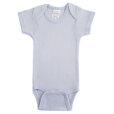 Rib Knit Blue Short Sleeve One Piece Body Suit