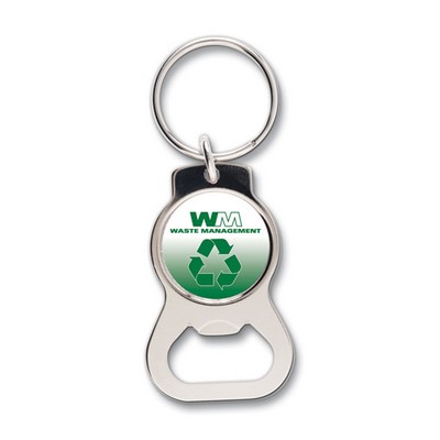 Silver Round Bottle Opener Key Ring