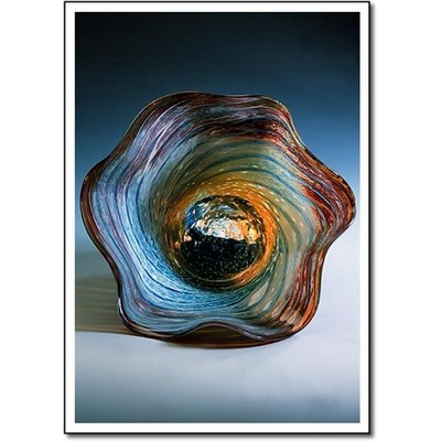 Galaxy Lantern Art Glass Bowl w/ Marble Base (8.5"x6.5")