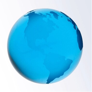 Blue Optic Crystal Globe Paperweight