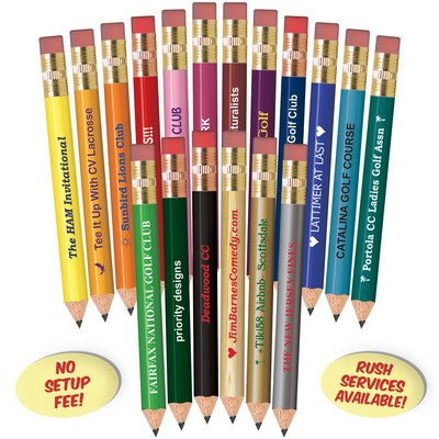 Silver Round Golf Pencils with Erasers