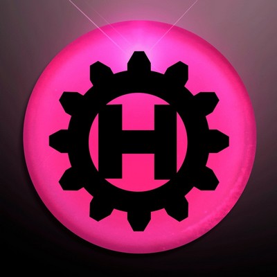 Pink LED Frosted Circle Badge with Safety Pin - PRINTED