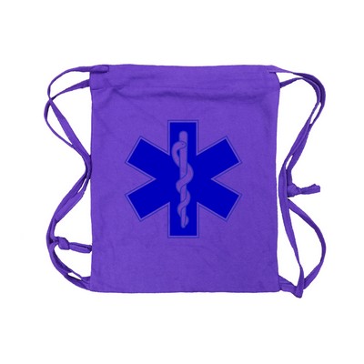 Purple Blended Knitted Tote Drawstring Bag (14"x17")