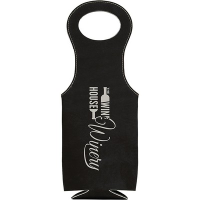 Leatherette Wine Bag (Black/Silver)