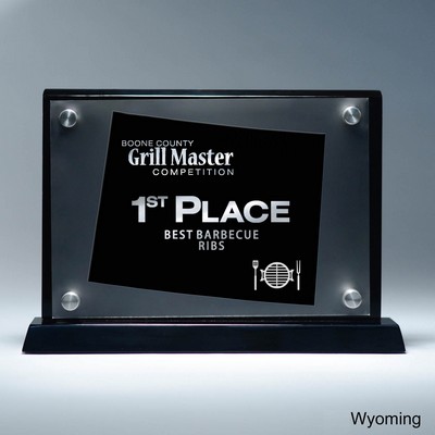 Frosted Lucite WY State Cutout on Risers Award