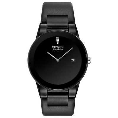 Citizen® Men's Axiom Collection Eco-Drive Black Leather Strap Watch W/ Black Dial