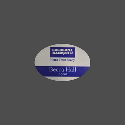 Oval Silver Name Badge w/Full Color Dye-Etch (2"x3")
