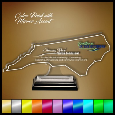12" North Carolina Clear Acrylic Award with Color Print and Mirror Accent