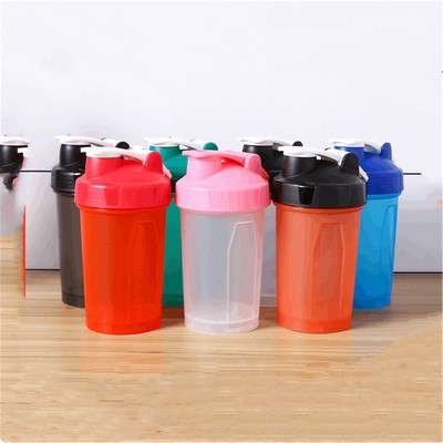 16oz Plastic Shaker Bottle With Stainless Steel Ball And Finger Handle