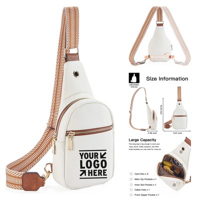 2.36 x 5.5 x 10.43" Beige Brown Crossbody Bags Chest Bag for Women