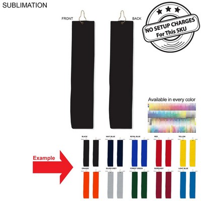 Colored Microfiber Dri-lite Terry Golf Towel, Trifold Grommet and Hook, Finish (6"x25")