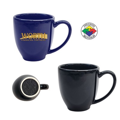 16 oz Black USA made Vitrified Bistro Mug - Dishwasher Safe - Presicion Spot Color