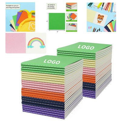 60 Blank Pages 30 Sheets 4 x 4" Small Pocket Blank Mini Notebook