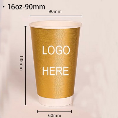 16 Oz. Insulated Double Walled Gold or Silver Hot Paper Cup