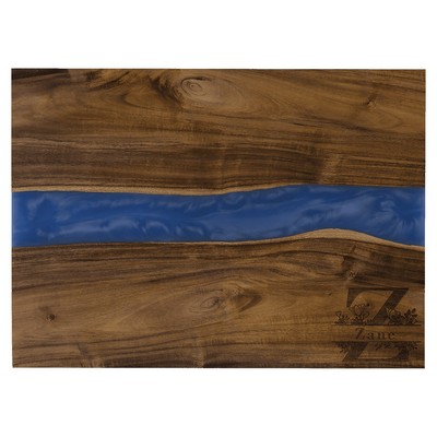 Acacia with Blue Pearl Resin Serving Board, 15" x 11 3/4"
