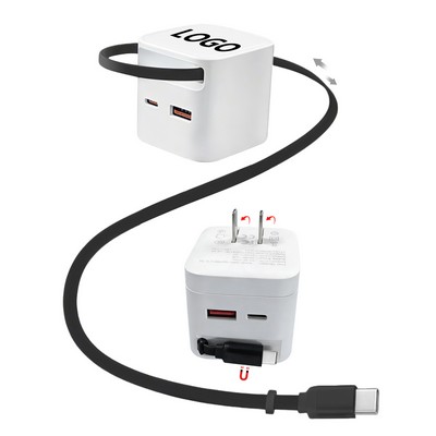 Retractable USB-C Cable Wall Charger
