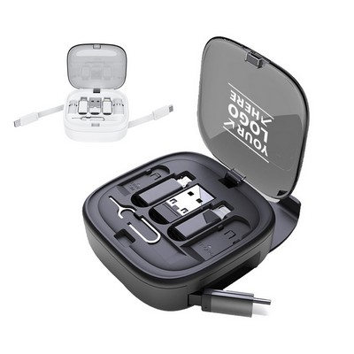 60W Multifunctional Retractable Charging Cable Storage Box