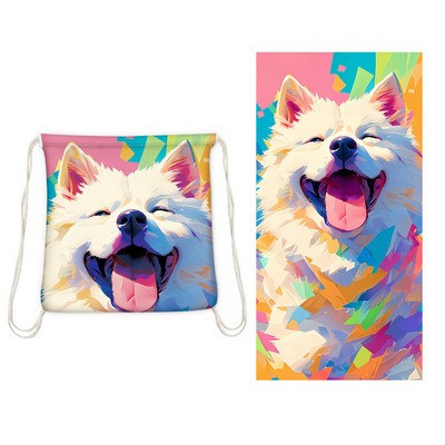 2-In-1 Microfiber Beach Towel & Drawstring Bag 30" x 60"