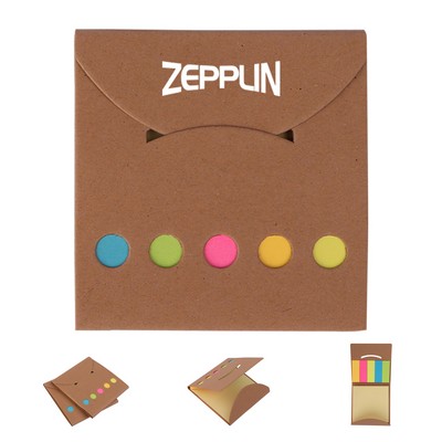 Mini Kraft Paper Cover Sticky Note Memo Pad W/ Color Sticker