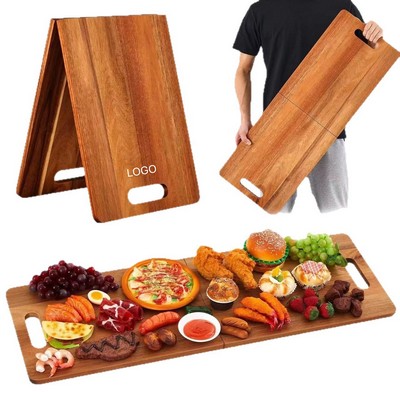 Acacia Wood Folding Cheese Steak Board Enlarged Serving Cutting Platter
