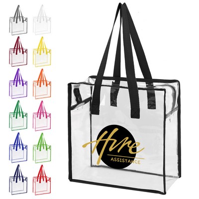 Clear Vinyl Stadium Compliant Zippered Tote Bag (Ocean)