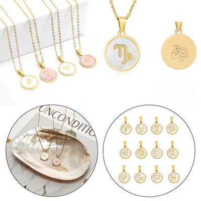 Gold Plated Stainless Steel Zodiac Necklace