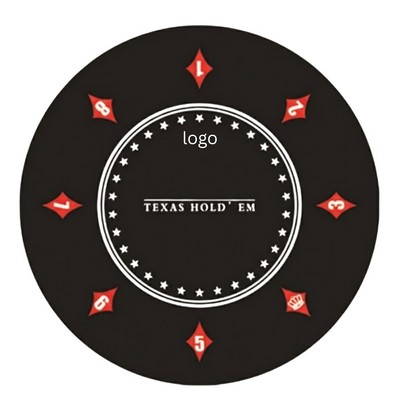 47" Round Rubber Texas Hold'em Poker Mat (8-Player Layout)