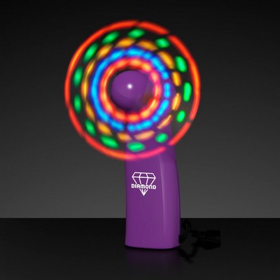 LED Mini Fan with Purple Handle - PRINTED