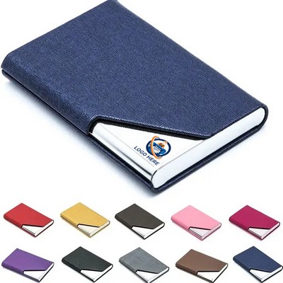 PU Leather Slim Card Holder with Magnetic Closure