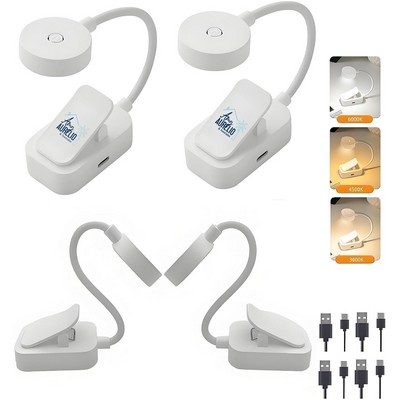 Rechargeable Book Light Bulk for Reading in Bed,3 Color Clip On Temperature Reading Light