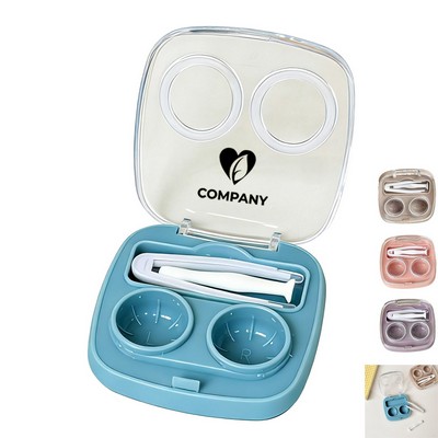 Transparent Plastic Contact Lens Case with Integrated Tools