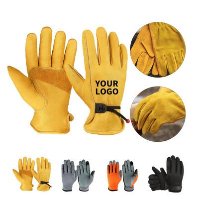 Yellow Cowhide Leather Work Glove